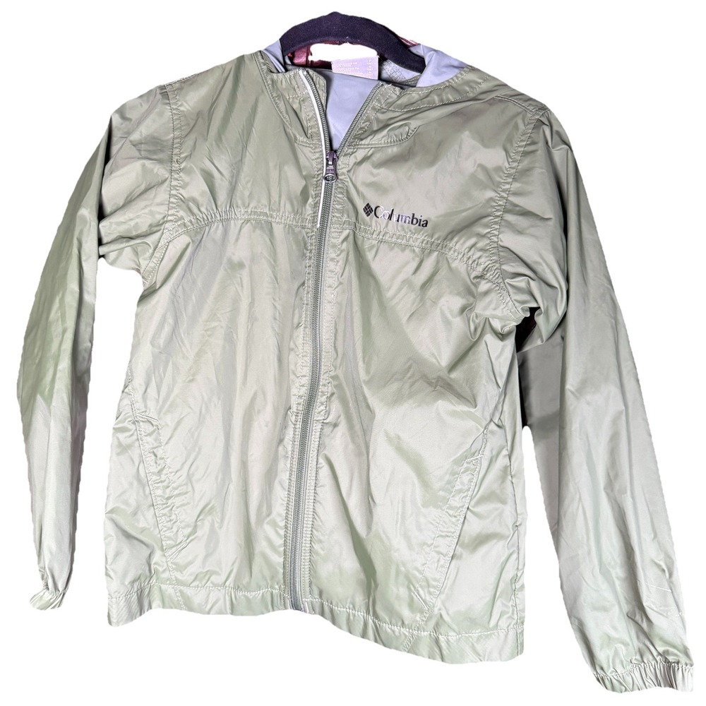 Columbia Kids Windbreaker Green Size S (8) hooded reflective accents nylon